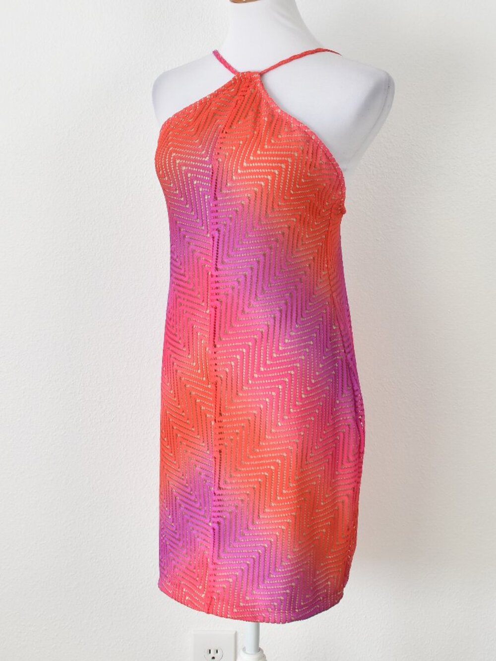 Luli Fama Luli Sunset Diamond Cut Short Dress NEW - M - Picture 3 of 11